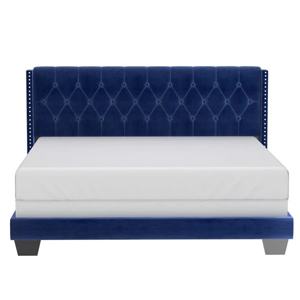 WHI Blue King Velvet Upholstered Bed 4 WHI Blue King Velvet Upholstered Bed - Image 4