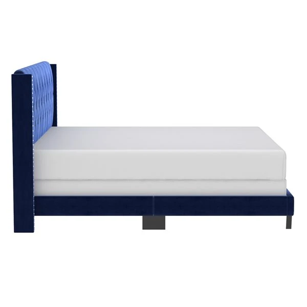 WHI Blue King Velvet Upholstered Bed 1 WHI Blue King Velvet Upholstered Bed