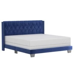 WHI Blue King Velvet Upholstered Bed 9 WHI Blue King Velvet Upholstered Bed -Safavieh Shop 331025315 MainImage 001 l