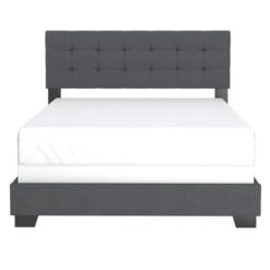WHI Modern Charcoal Grey Queen Fabric Upholstered Bed