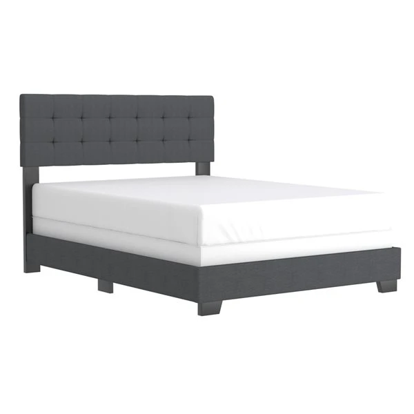 WHI Modern Charcoal Grey Queen Fabric Upholstered Bed 2 WHI Modern Charcoal Grey Queen Fabric Upholstered Bed - Image 2