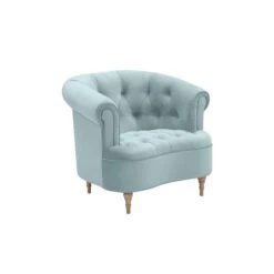 Inspired Home Shabby Chic Ismail Upholstered Button Tufted Light Blue Velvet Accent Chair