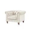 Inspired Home Shabby Chic Macey Chesterfield Club Button Tufted Velvet Beige Chair