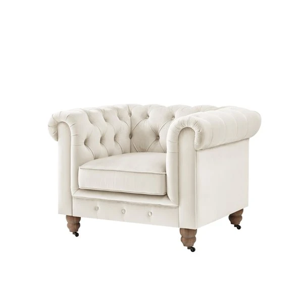 Inspired Home Shabby Chic Macey Chesterfield Club Button Tufted Velvet Beige Chair 1 Inspired Home Shabby Chic Macey Chesterfield Club Button Tufted Velvet Beige Chair