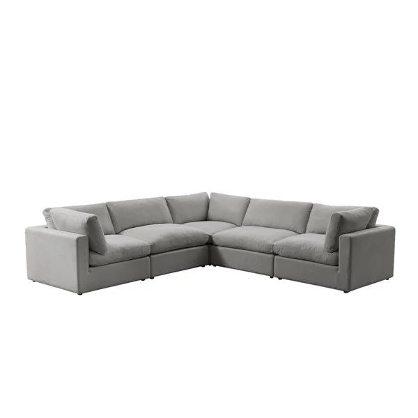 Inspired Home Yaritza Modern Grey Linen L-Sectional 1 Inspired Home Yaritza Modern Grey Linen L-Sectional