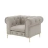 Inspired Home Nicole Miller Raeleigh Chesterfield Club Button Tufted Leather PU Grey Chair