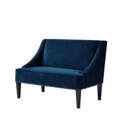 Inspired Home Malaya Modern Navy Velvet Accent Bench