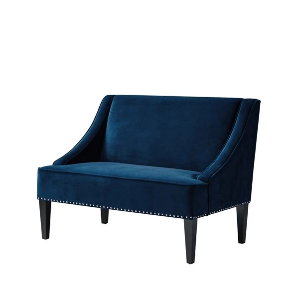 Inspired Home Malaya Modern Navy Velvet Accent Bench 1 Inspired Home Malaya Modern Navy Velvet Accent Bench