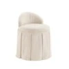 Inspired Home Shabby Chic Wolfgang 18.5-in W X 23.6-in H Beige Linen Round Makeup Vanity Stool
