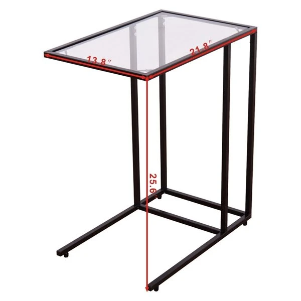 Costway Black Accent Table With Glass Top - Set Of 2 1 Costway Black Accent Table With Glass Top - Set Of 2