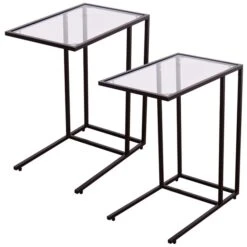 Costway Black Accent Table With Glass Top - Set Of 2 7 Costway Black Accent Table With Glass Top - Set Of 2 -Safavieh Shop 331026482 MainImage 001 l