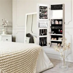 Costway White Composite Wood Wall-Mount Jewelry Armoire With LED Light -Safavieh Shop 331026500 AlternateImage4 l