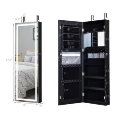 Costway Black Composite Wood Wall-Mount Jewelry Armoire With LED Light 7 Costway Black Composite Wood Wall-Mount Jewelry Armoire With LED Light -Safavieh Shop 331026571 AlternateImage1 l