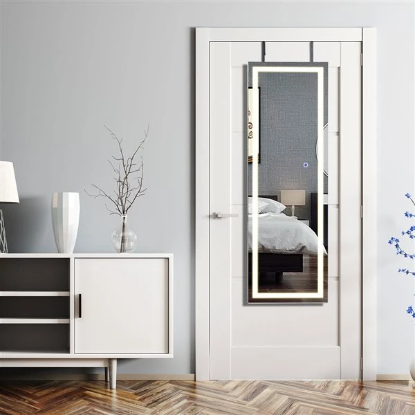 Costway Black Composite Wood Wall-Mount Jewelry Armoire With LED Light 2 Costway Black Composite Wood Wall-Mount Jewelry Armoire With LED Light - Image 2