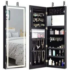 Costway Black Composite Wood Wall-Mount Jewelry Armoire With LED Light 8 Costway Black Composite Wood Wall-Mount Jewelry Armoire With LED Light -Safavieh Shop 331026571 MainImage 001 l