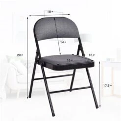 Costway Indoor Black Metal Upholstered Standard Folding Chair - 4-Pack -Safavieh Shop 331037992 AlternateImage1 l