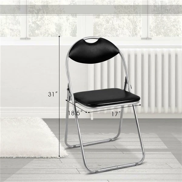 Costway Outdoor Black Metal Solid Standard Folding Chair - 6-Pack 2 Costway Outdoor Black Metal Solid Standard Folding Chair - 6-Pack - Image 2