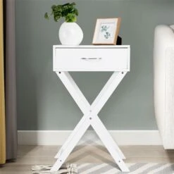 Costway White Composite Rectangular End Table -Safavieh Shop 331038050 AlternateImage2 l