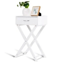 Costway White Composite Rectangular End Table