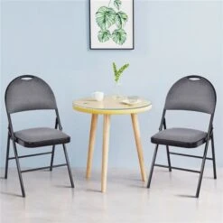 Costway Indoor Grey Metal Upholstered Standard Folding Chair - 6-Pack -Safavieh Shop 331038069 AlternateImage3 l