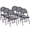 Costway Indoor Grey Metal Upholstered Standard Folding Chair - 6-Pack