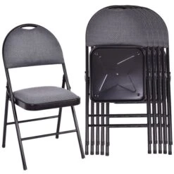 Costway Indoor Grey Metal Upholstered Standard Folding Chair - 6-Pack -Safavieh Shop 331038069 MainImage 001 l