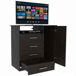 FM Furniture Carolina Black 4-Drawer Combo Dresser