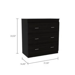 FM Furniture Burlington Black 3-Drawer Standard (Horizontal) Dresser