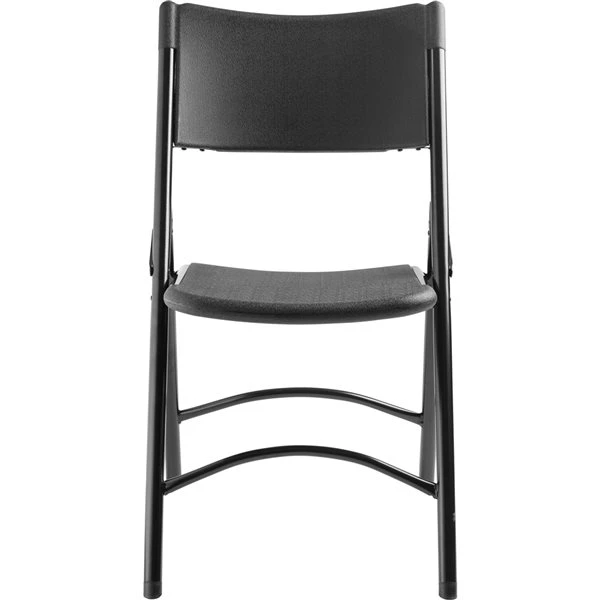 National Public Seating 600 Series Indoor/Outdoor Black Plastic Solid Standard Folding Chairs With Steel Frame - 4-Pack 4 National Public Seating 600 Series Indoor/Outdoor Black Plastic Solid Standard Folding Chairs With Steel Frame - 4-Pack - Image 4