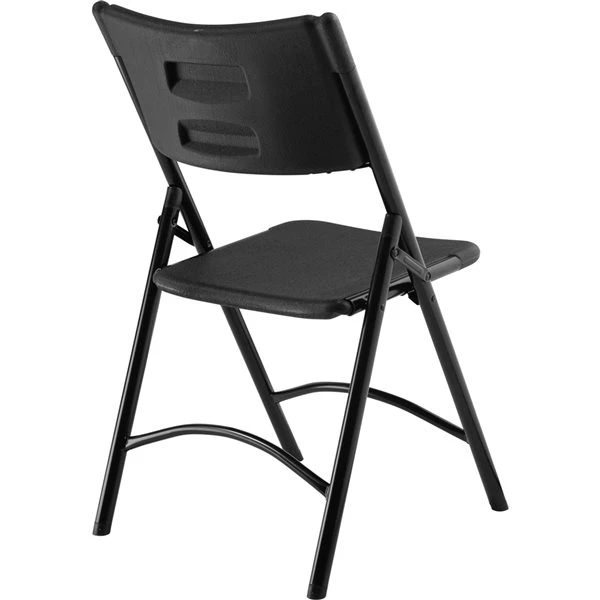 National Public Seating 600 Series Indoor/Outdoor Black Plastic Solid Standard Folding Chairs With Steel Frame - 4-Pack 2 National Public Seating 600 Series Indoor/Outdoor Black Plastic Solid Standard Folding Chairs With Steel Frame - 4-Pack - Image 2