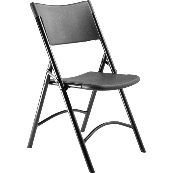 National Public Seating 600 Series Indoor/Outdoor Black Plastic Solid Standard Folding Chairs With Steel Frame - 4-Pack 5 National Public Seating 600 Series Indoor/Outdoor Black Plastic Solid Standard Folding Chairs With Steel Frame - 4-Pack - Image 5