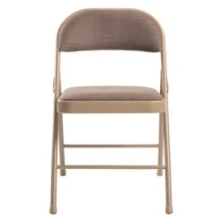 Commercialine 900 Series Indoor Star Trail Brown Fabric Padded Standard Folding Chairs With Steel Frame - 4-Pack