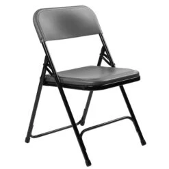 National Public Seating 800 Series Indoor/Outdoor Charcoal Grey Plastic Solid Standard Folding Chairs With Steel Frame - 4-Pack