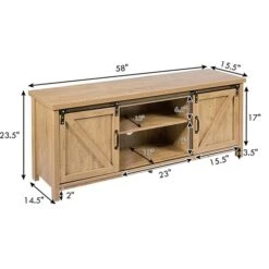 Costway Rustic Oak TV Cabinet For TV's Up To 60-in -Safavieh Shop 331060043 AlternateImage1 l