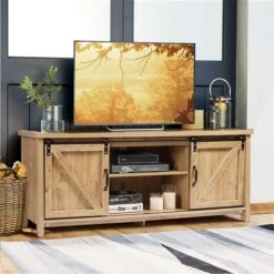 Costway Rustic Oak TV Cabinet For TV's Up To 60-in -Safavieh Shop 331060043 AlternateImage2 l