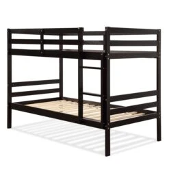 Costway Espresso Twin Over Twin Bunk Bed