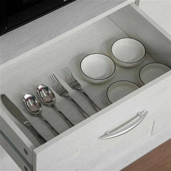 HomCom Ash White Particleboard Storage Cabinet 2 HomCom Ash White Particleboard Storage Cabinet - Image 2