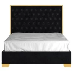 !nspire Black And Gold Contemporary Velvet Queen Platform Bed