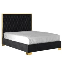 !nspire Black And Gold Contemporary Velvet Queen Platform Bed -Safavieh Shop 331061612 MainImage 001 l