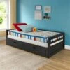 Alaterre Jasper Espresso Twin Extendable Day Bed With Integrated Storage