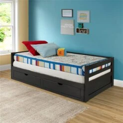 Alaterre Jasper Espresso Twin Extendable Day Bed With Integrated Storage