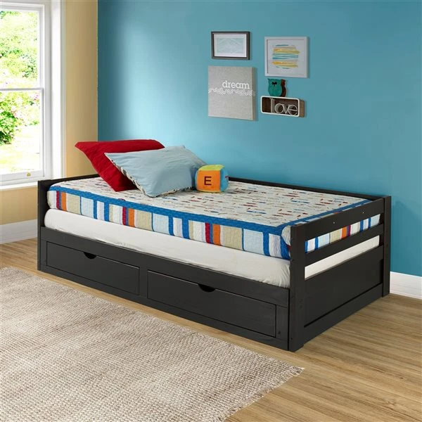 Alaterre Jasper Espresso Twin Extendable Day Bed With Integrated Storage 1 Alaterre Jasper Espresso Twin Extendable Day Bed With Integrated Storage