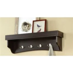 Alaterre Shaker Cottage Chocolate 4-Hook Hook Rack With Tray Shelf -Safavieh Shop 331061943 AlternateImage3 l