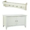 Alaterre Shaker Cottage Ivory 4-Hook Hook Rack With Tray Shelf And Cabinet Bench
