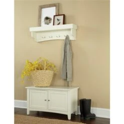Alaterre Shaker Cottage Ivory 4-Hook Hook Rack With Tray Shelf And Cabinet Bench -Safavieh Shop 331062045 AlternateImage3 l