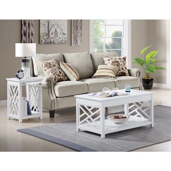 Alaterre Coventry 36-in White Pine Accent Table Set - 2-Piece 2 Alaterre Coventry 36-in White Pine Accent Table Set - 2-Piece - Image 2