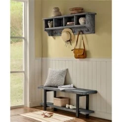 Alaterre Pomona Rustic Grey And Black Accent Bench -Safavieh Shop 331062224 AlternateImage1 l