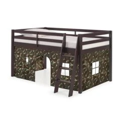 Alaterre Roxy Espresso And Green Camo Toddler Bed With Tent