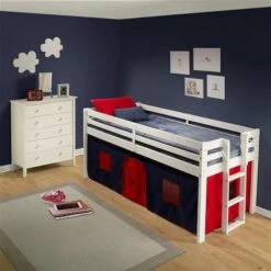 Alaterre Jasper White, Blue And Red Toddler Bed With Tent