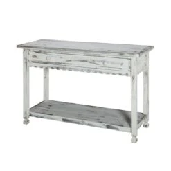 Alaterre Country Cottage White Rustic Console Table